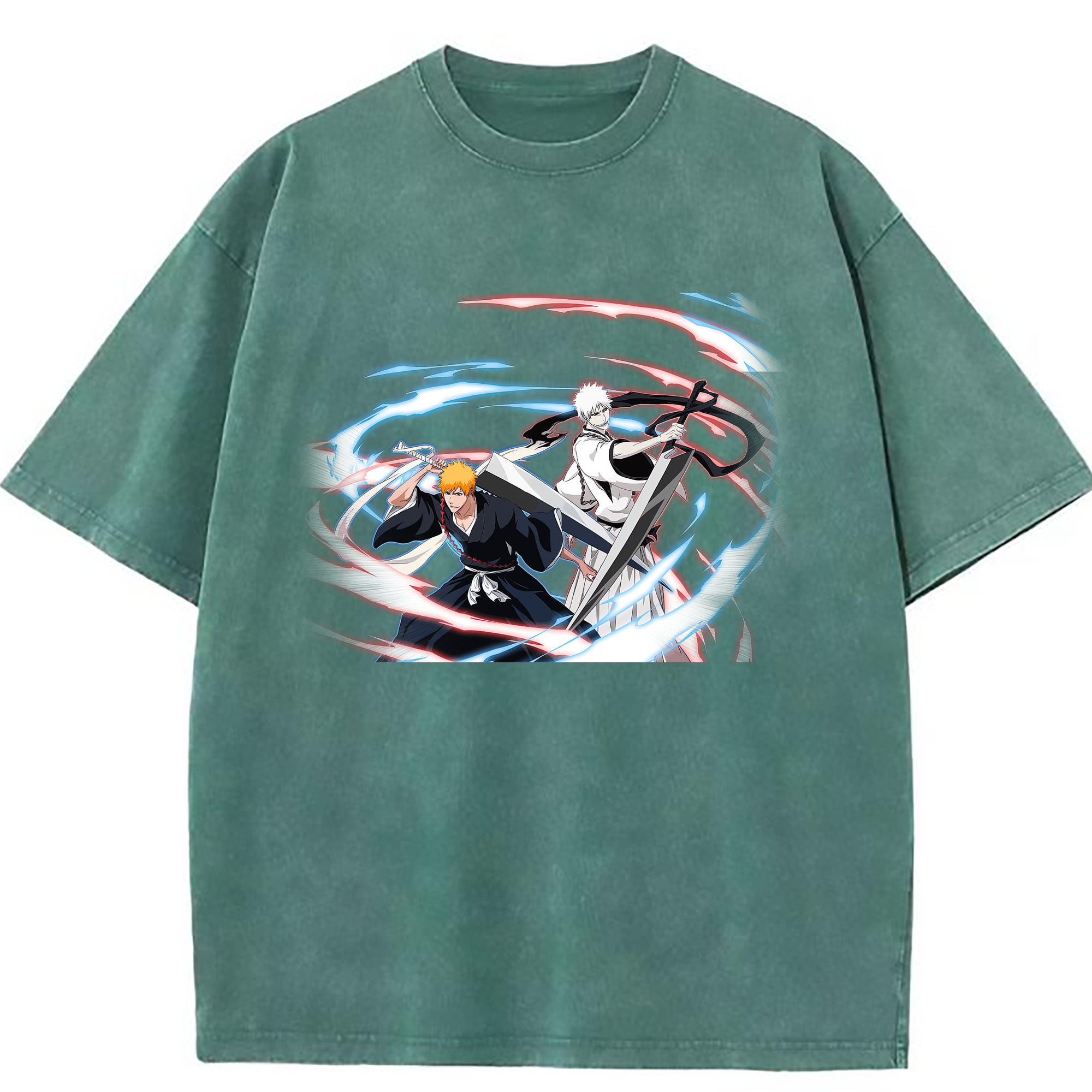 （画像用） ブリーチ 黒崎一護（くろさき いちご）BLEACH Kurosaki Ichigo 綿100% ヴィンテージ風 半袖Tシャツ（フロントプリント）